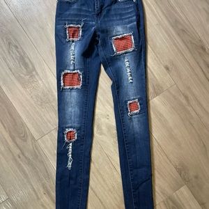 Buffalo plaid skinny jeans